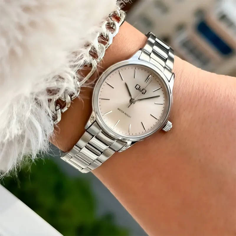 Q&Q Silver Dial QAURTZ Ladies Watch- Q969J212Y